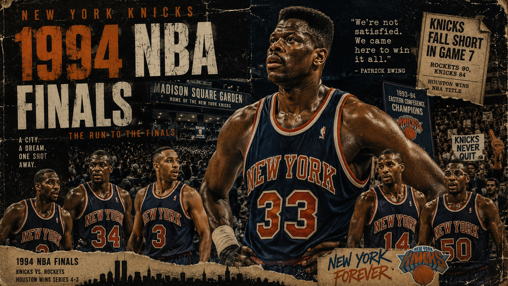 The 1994 New York Knicks, led by Patrick Ewing, in the NBA Finals